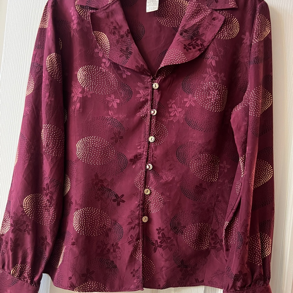 Jones New York Burgundy Button Down Shirt